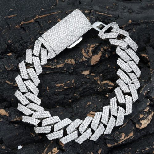 6mm Diamond Cuban Chain Inlaid 3 Rows Bracelet