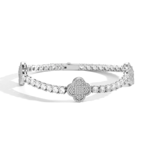 4mm Tennis Clover Heart Iced Out Bracelet