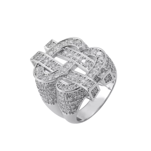 Dollar Sign Ring Gold Plated Hip Hop Iced Out
