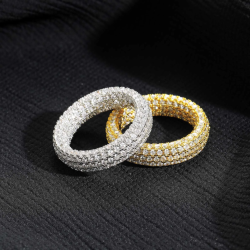 Three Row Iced Diamond Rings