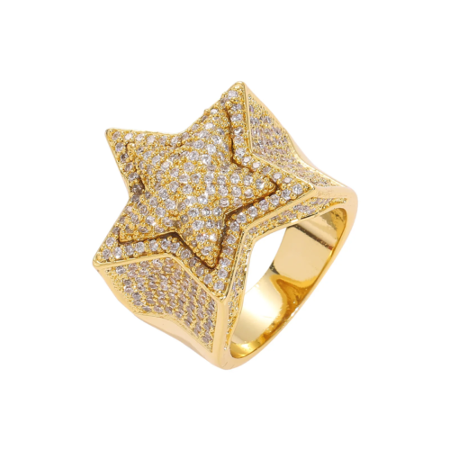 Star Shape Gold Plated Diamond Ring