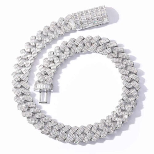 17mm Baguette Diamond Cuban Link Chain