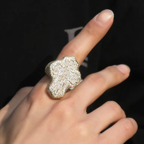 Fashionable Cross Iced Out Ring