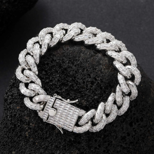 16mm Baguette Cuban Chain Bracelet