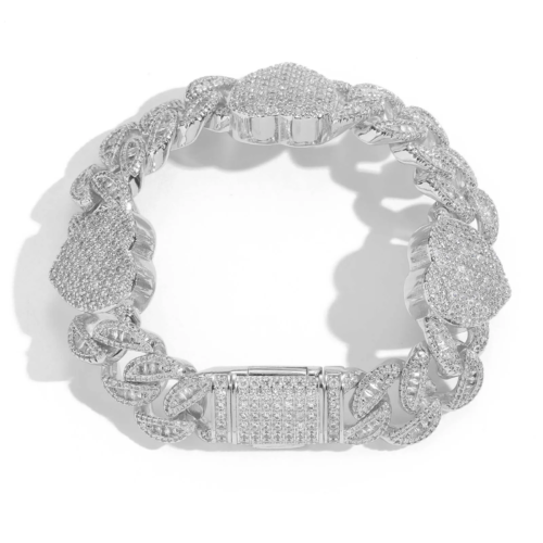 15MM Heart Shape Cuban link Bracelet Iced Out
