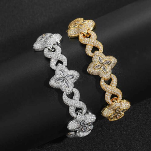 18mm Iced Out Clover Bracelet Luxury