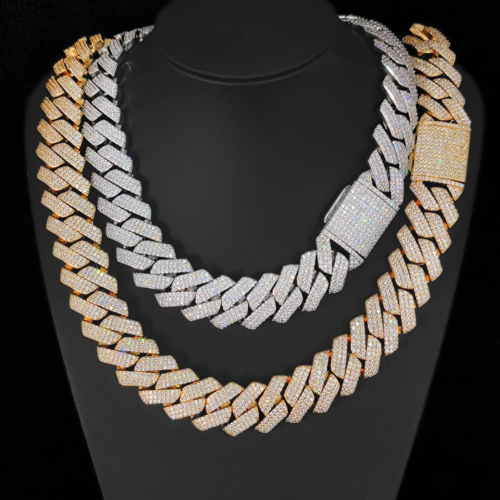 25mm Iced Out Gold & Silver Cuban Chain Fine Jewelry