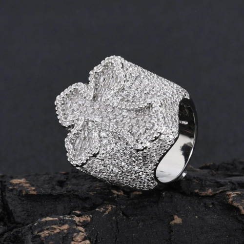 Jewelry Shiny Diamond Cross Ring Limited Edition