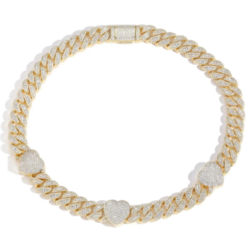 15MM Heart Shape Cuban link Chain Iced Out