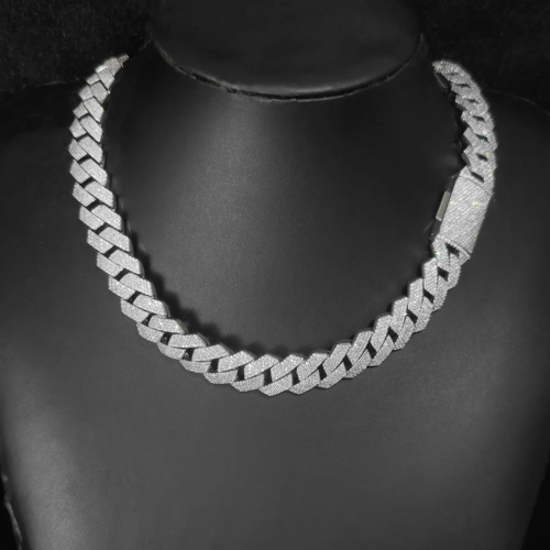 15mm 4 Rows Iced Out Prong Cuban Chain Necklace