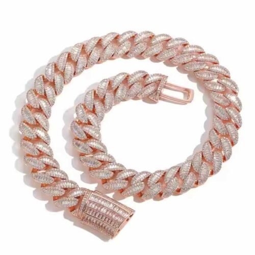 20MM Rose Gold Cuban Chain Necklace Iced Out