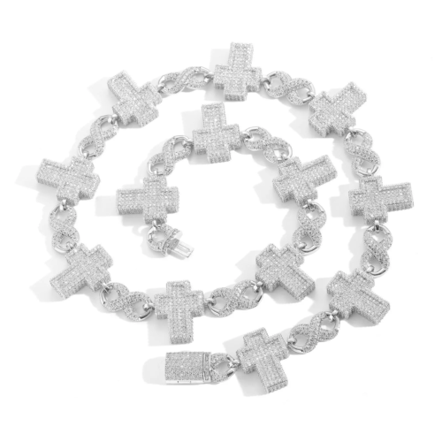 Cross Cuban Chain Necklace Iced Out Diamond