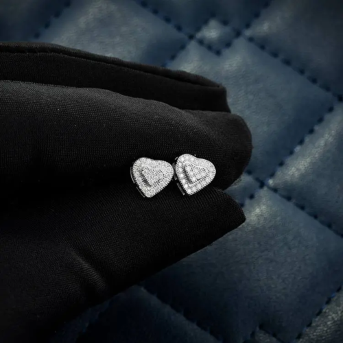 Heart Earrings Sterling Silver VVS Moissanite