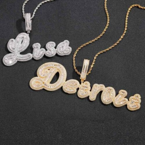Baguette Letter Name Pendants Custom