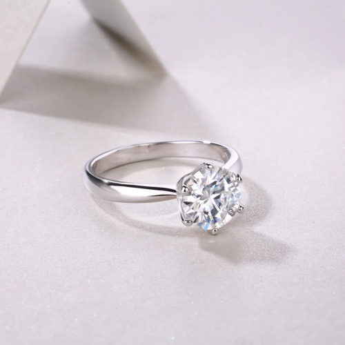 VVS Moissanite Wedding Ring 18K White Gold