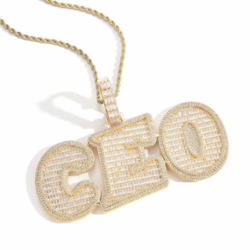 Baguette Splicing Letter Name Custom Pendant