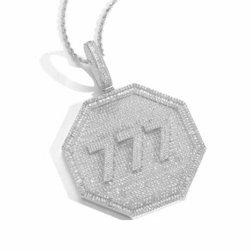 Big Size Octagon Customized Letter Name Pendant