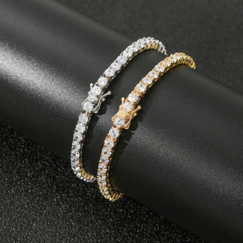4mm Gold Plated Bling Tennis Bracelet Iced Out