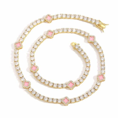 4mm Clover Flower Tennis Necklace