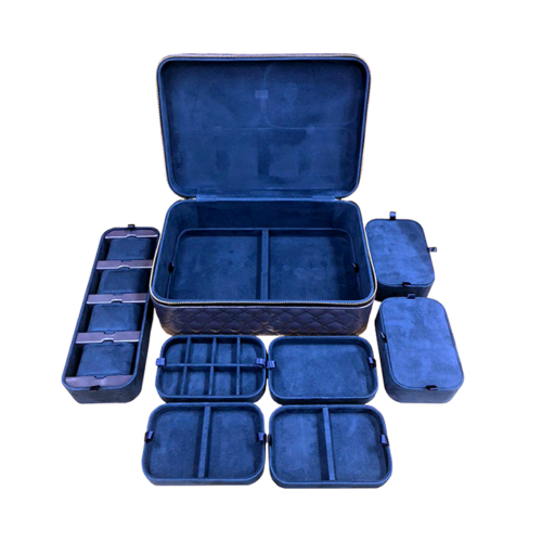 FLYSOUTH Icebox Leather Travel Jewelry Case (Blue)