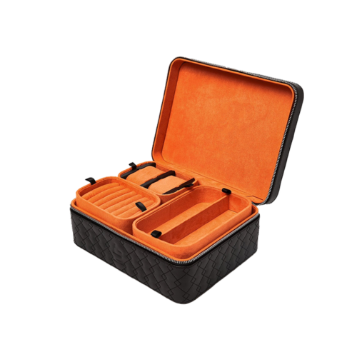 FLYSOUTH Icebox Leather Travel Jewelry Case (Orange)