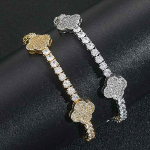 4mm Clover Heart Flower Tennis Chain Bracelet
