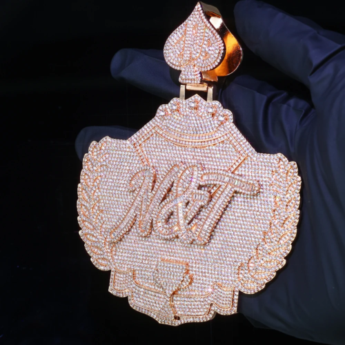 Custom Heart Hook Diamond Name Pendant Rose Gold