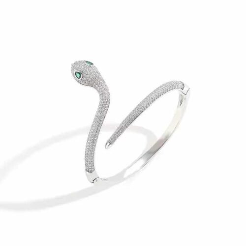 Snake Shape Iced Out 18K Gold Plated Bracelet