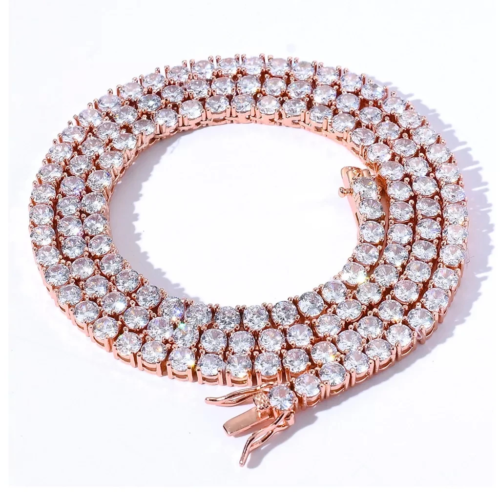 4mm Gold Plated Tennis Necklace Iced Out