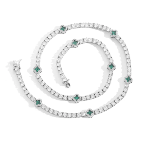 4mm Tennis Cover Flower Necklace Iced Out