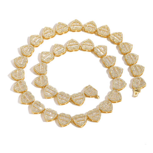 12mm Heart Shaped Baguette Tennis Chain