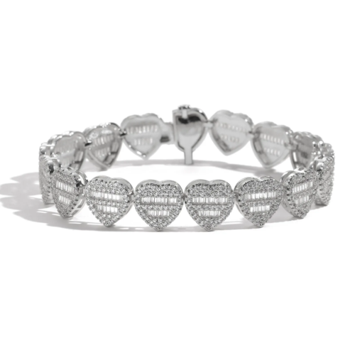 12mm Heart Shaped Baguette Tennis Bracelet